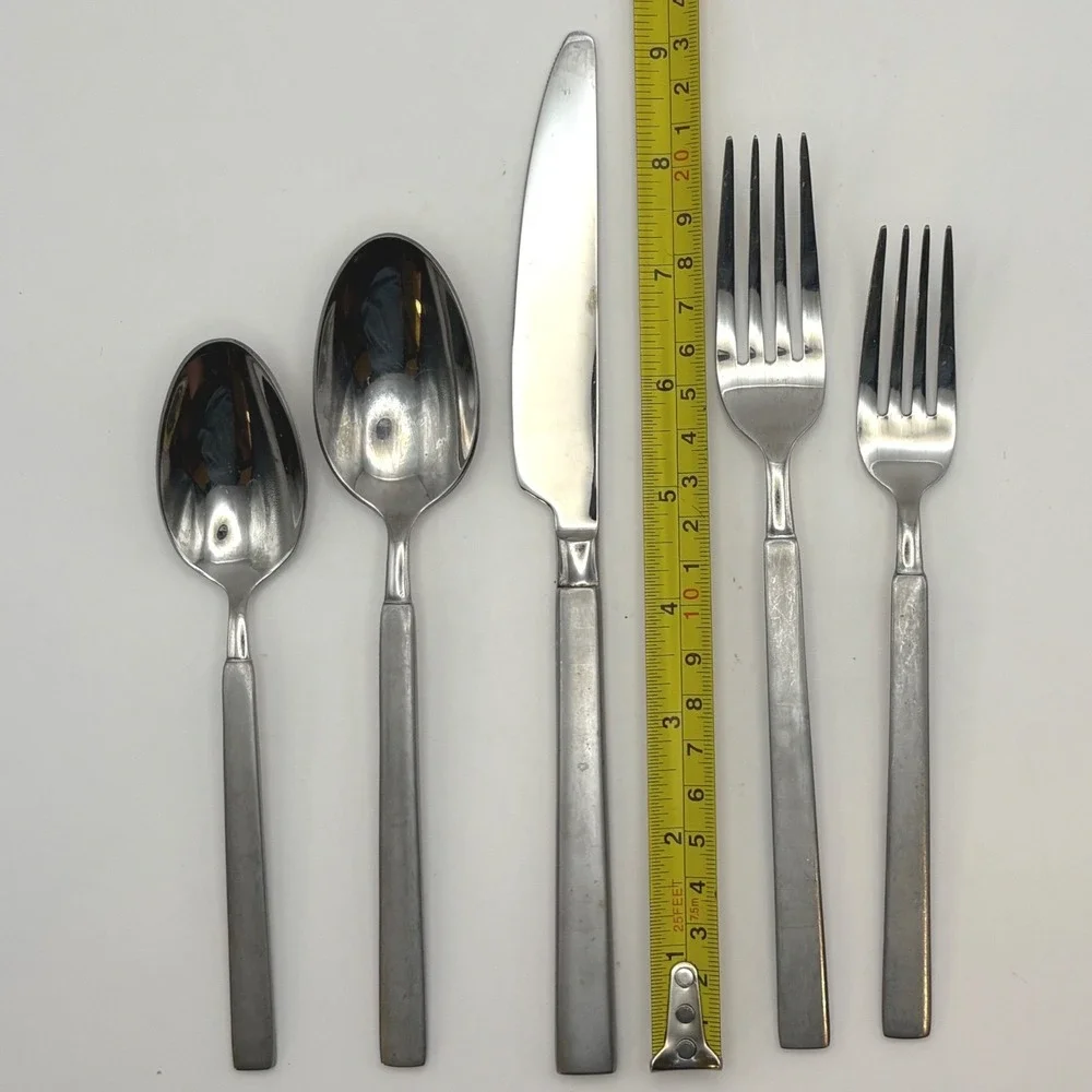Modern Cambridge Danielle Frosted Flatware Stainless Lot 9 MCM Minimalist Style